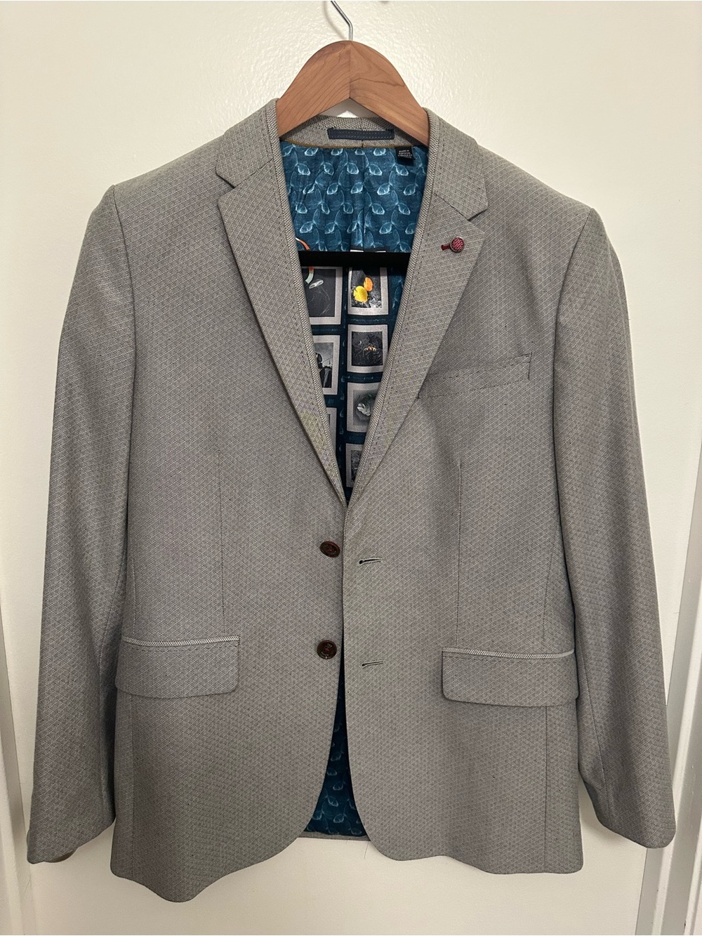 Ted Baker Size 3 Light Grey Sport Coat Blazer Medium 38R